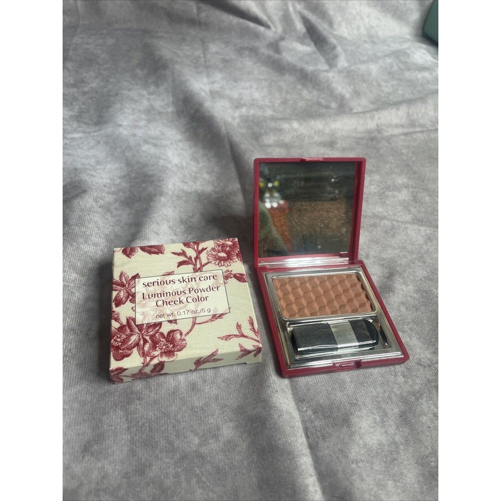 Serious Skincare Luminous Powder Cheek Color Blush Toasted Peach with Brush New